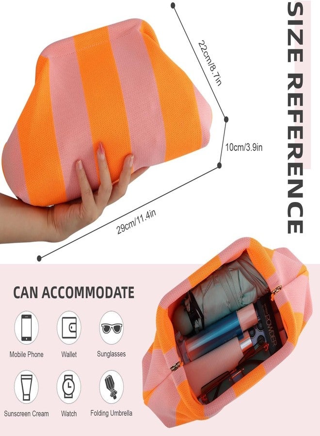 كون حقيبة يد نسائية من Kawn® بتصميم كروشيه مخطط | حقيبة كتف منسوجة يدوياً | حقيبة يد أنيقة بتصميم مميز وقفل كبس، مناسبة للاستخدام اليومي والنزهات - Image 5